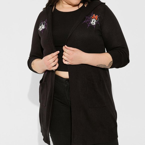 ❤️NWT VINTAGE TORRID CARDIGAN MICKEY MINNIE MOUSE HALLOWEEN HOODIE SWEATER PLUS - Picture 1 of 13